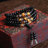 108 Tiger's Eye & Black Agate Mala