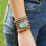 Ocean Jasper Leather Wrap Bracelet - YUBA Spirit