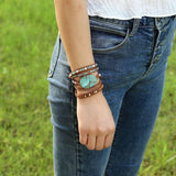 Ocean Jasper Leather Wrap Bracelet - YUBA Spirit