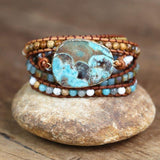 Ocean Jasper Leather Wrap Bracelet - YUBA Spirit