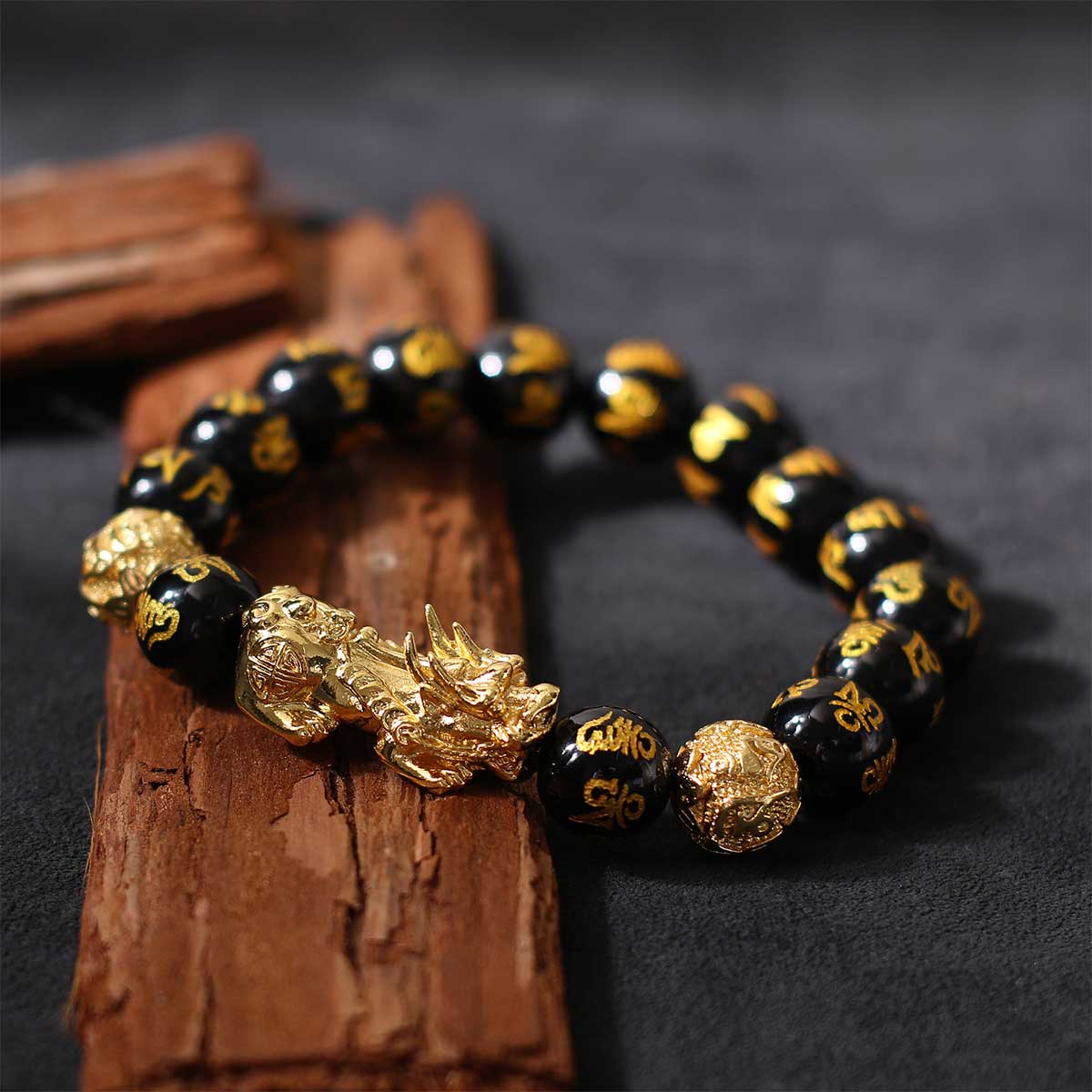 Buy Mautik Sadiwala Stone Feng Shui Amulet Bracelet Prosperity Mantra Bead  Bracelet With Double Gold Plated Pi Xiu Pi Yao Attract Lucky And Wealthy  Online at Best Prices in India - JioMart.