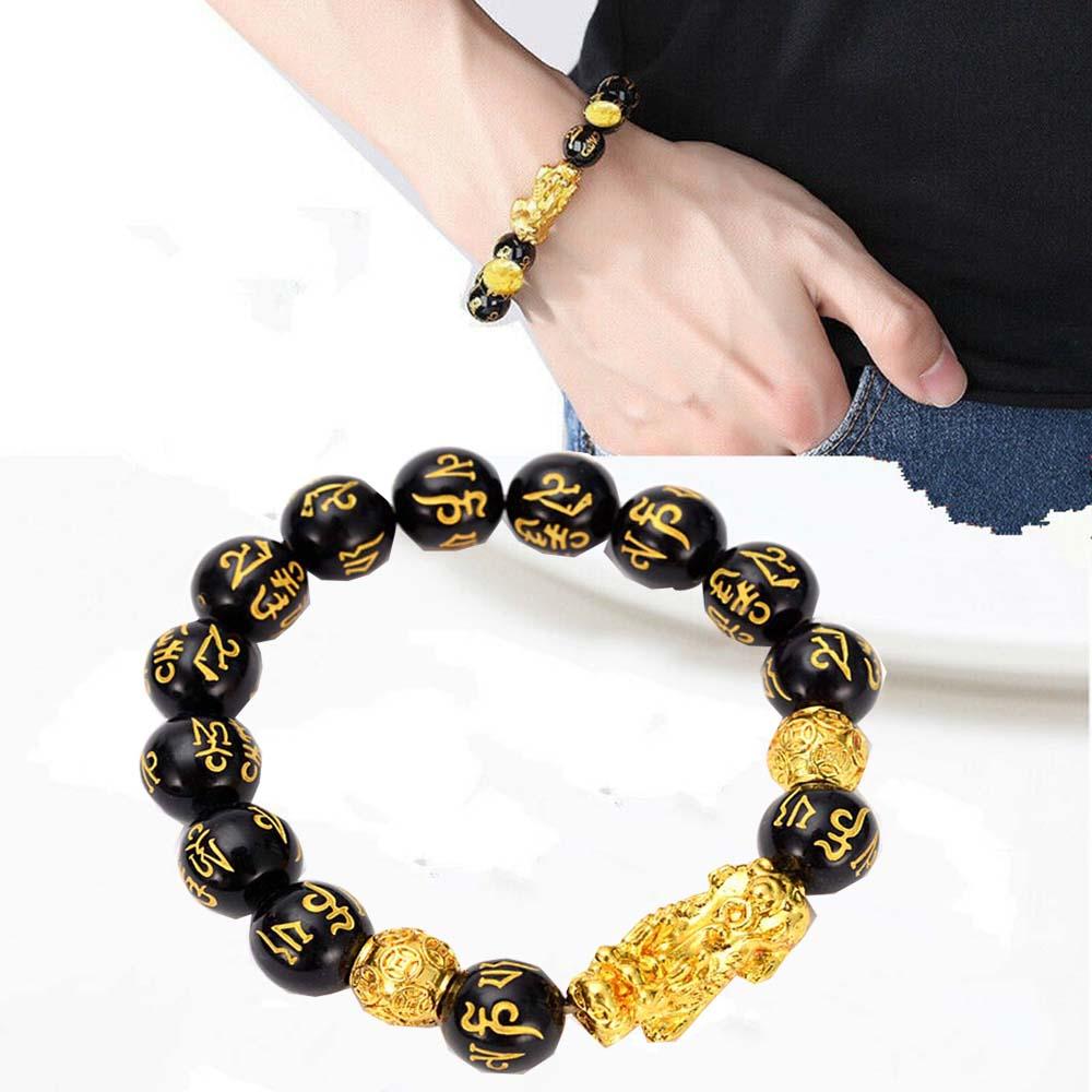 Amazon.com: Udalyn 4 Pcs Feng Shui Black Obsidian Wealth Bracelet for Men  Women Good Luck Charms Bead Bracelets Attract Wealth Money Adjustable Mens  Pixiu Bracelet Set: Clothing, Shoes & Jewelry