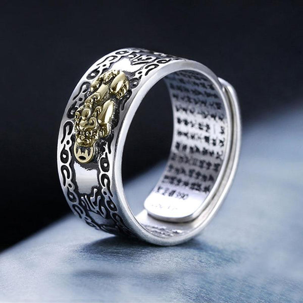 Feng Shui Wealth Ring - Pixiu and Mani Mantra - YUBA Spirit