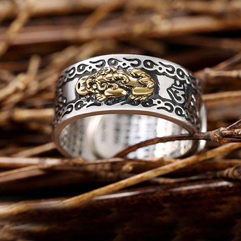 Feng Shui Wealth Ring - Pixiu and Mani Mantra - YUBA Spirit