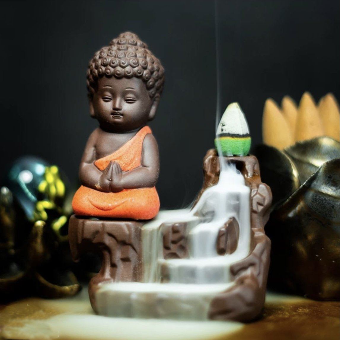 "Buddha by Waterfall" Incense Burner + Premium Gift - YUBA Spirit