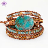 Ocean Jasper Leather Wrap Bracelet - YUBA Spirit