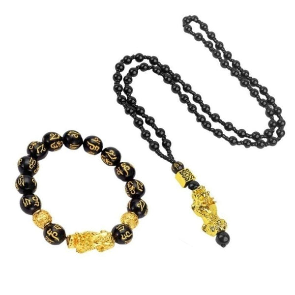 Feng Shui Bracelet - Pixiu and Obsidian