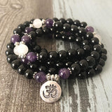 108 Black Onyx & Amethyst Mala - YUBA Spirit