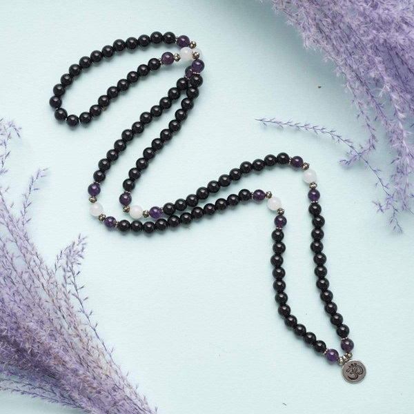 108 Black Onyx & Amethyst Mala - YUBA Spirit