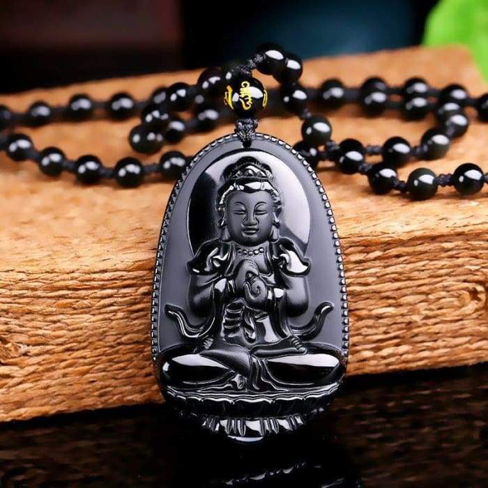 Preaching Buddha Obsidian Pendant