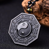 Yin & Yang Black Obsidian Pendant