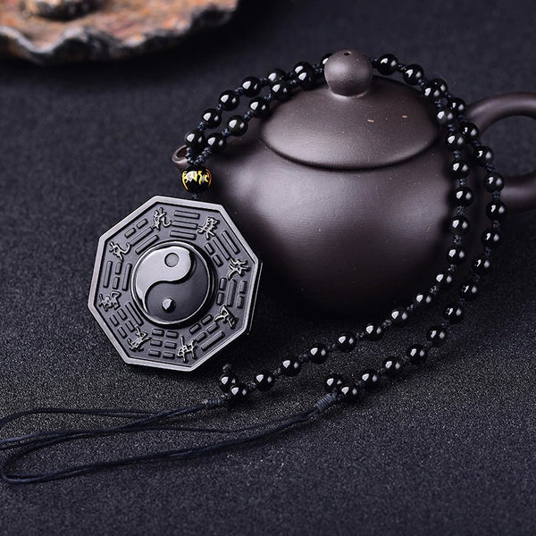 Yin & Yang Black Obsidian Pendant