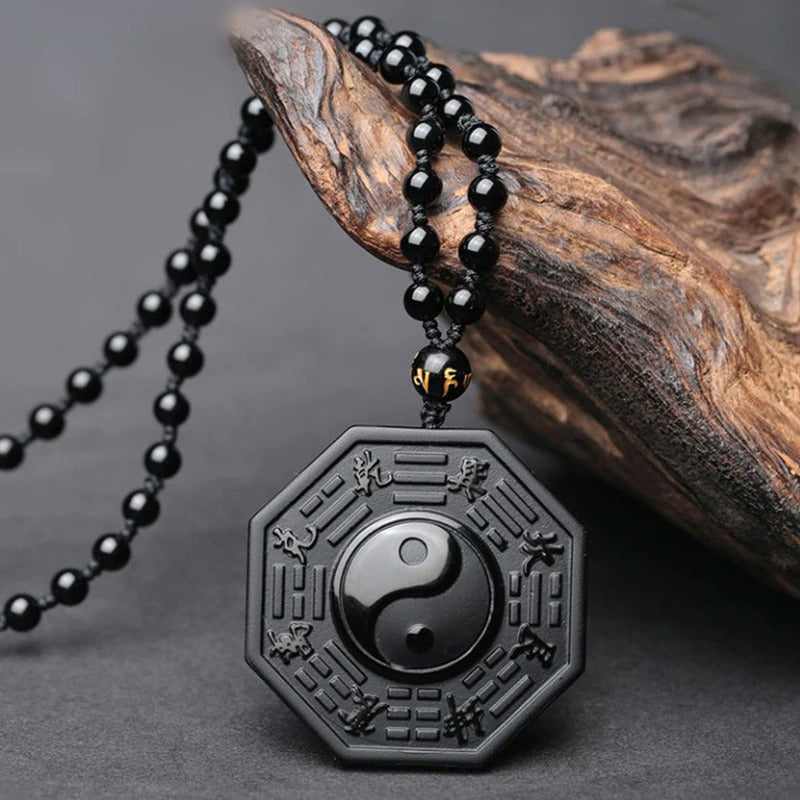 Yin & Yang Black Obsidian Pendant