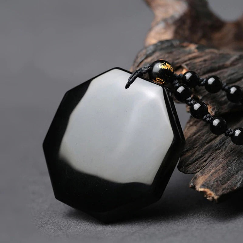 Yin & Yang Black Obsidian Pendant