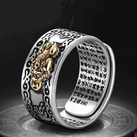 Feng Shui Wealth Ring - Pixiu and Mani Mantra - YUBA Spirit