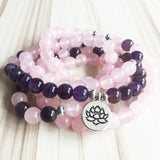 108 Amethyst & Rose Quartz Mala - YUBA Spirit