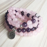 108 Amethyst & Rose Quartz Mala - YUBA Spirit