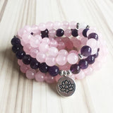 108 Amethyst & Rose Quartz Mala - YUBA Spirit